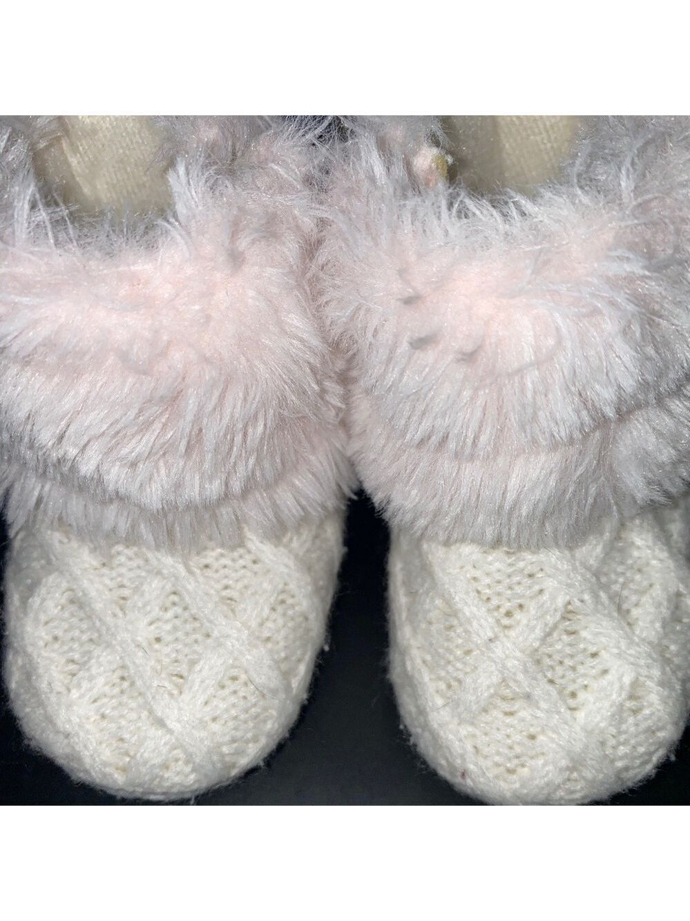 Stepping Stones Baby Faux Fur Cuff Cable Knit Boot NWOT